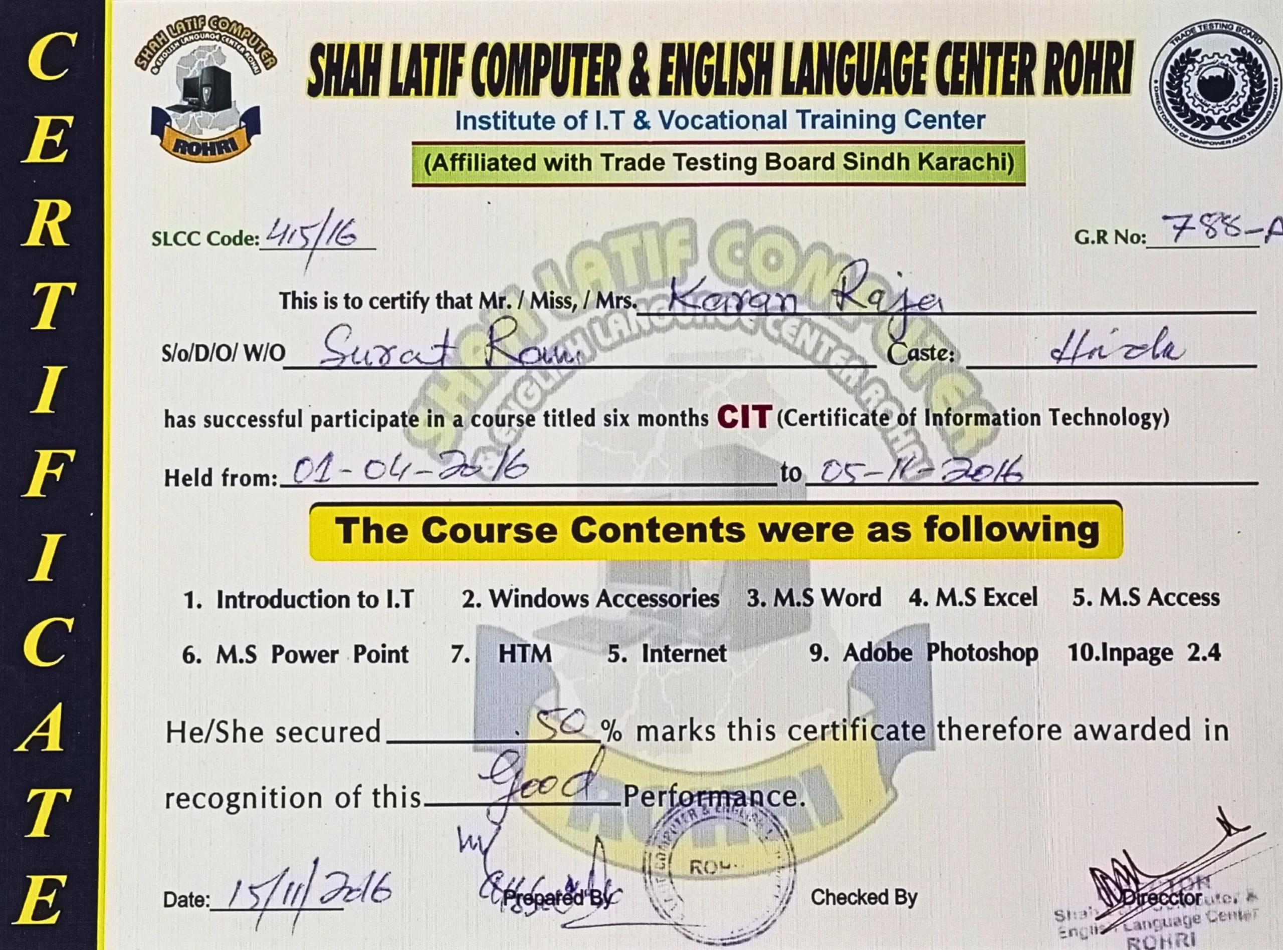 Blue Gold Modern Elegant Certificate