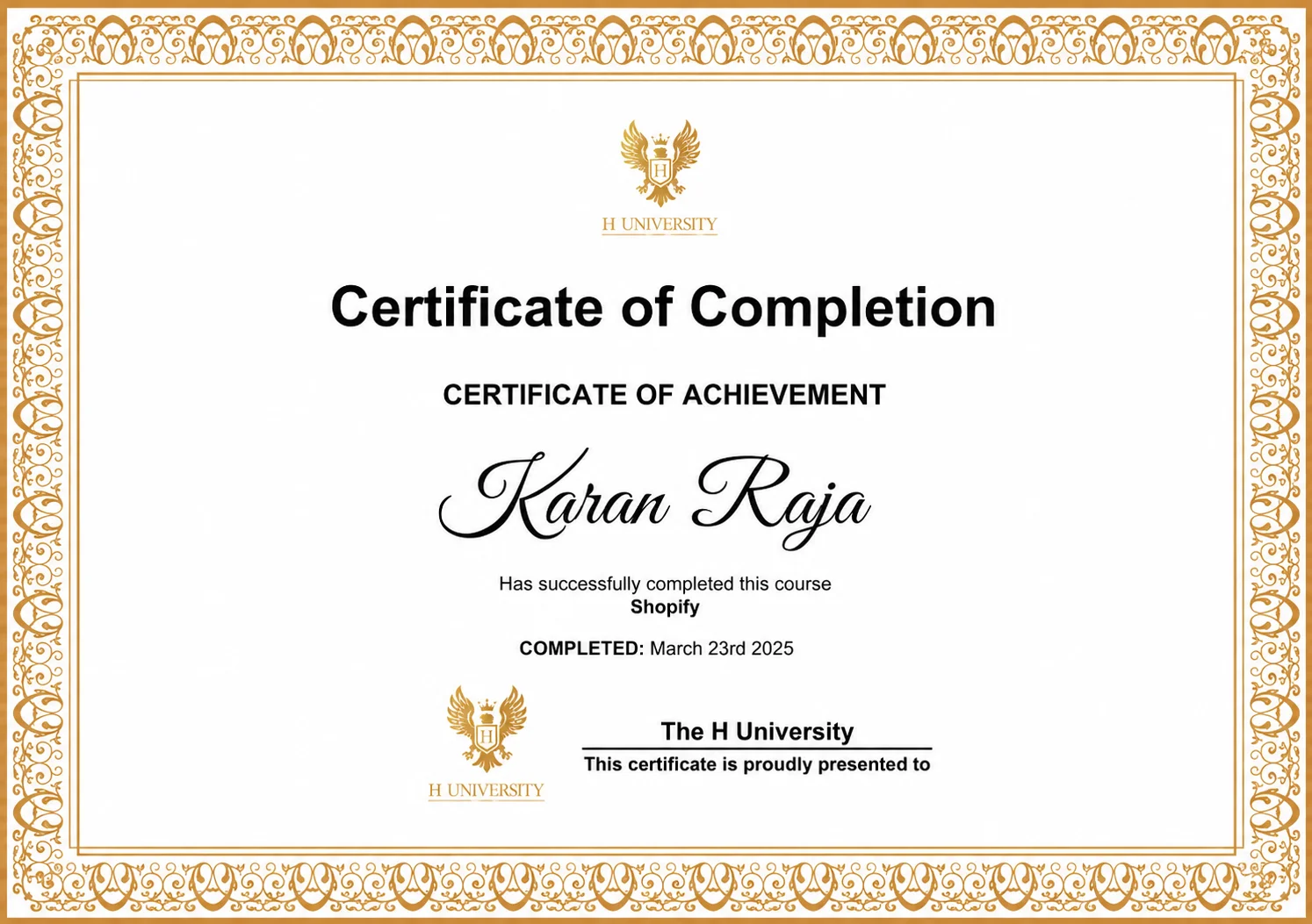 The Hustler University Certificate
